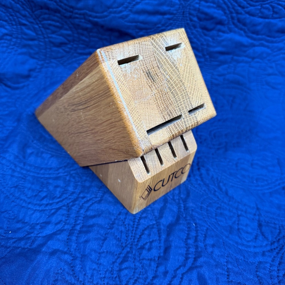 Cutco Honey Oak Wood Knife Block 8 Slot Kitchen Cutlery Storage Made in USA